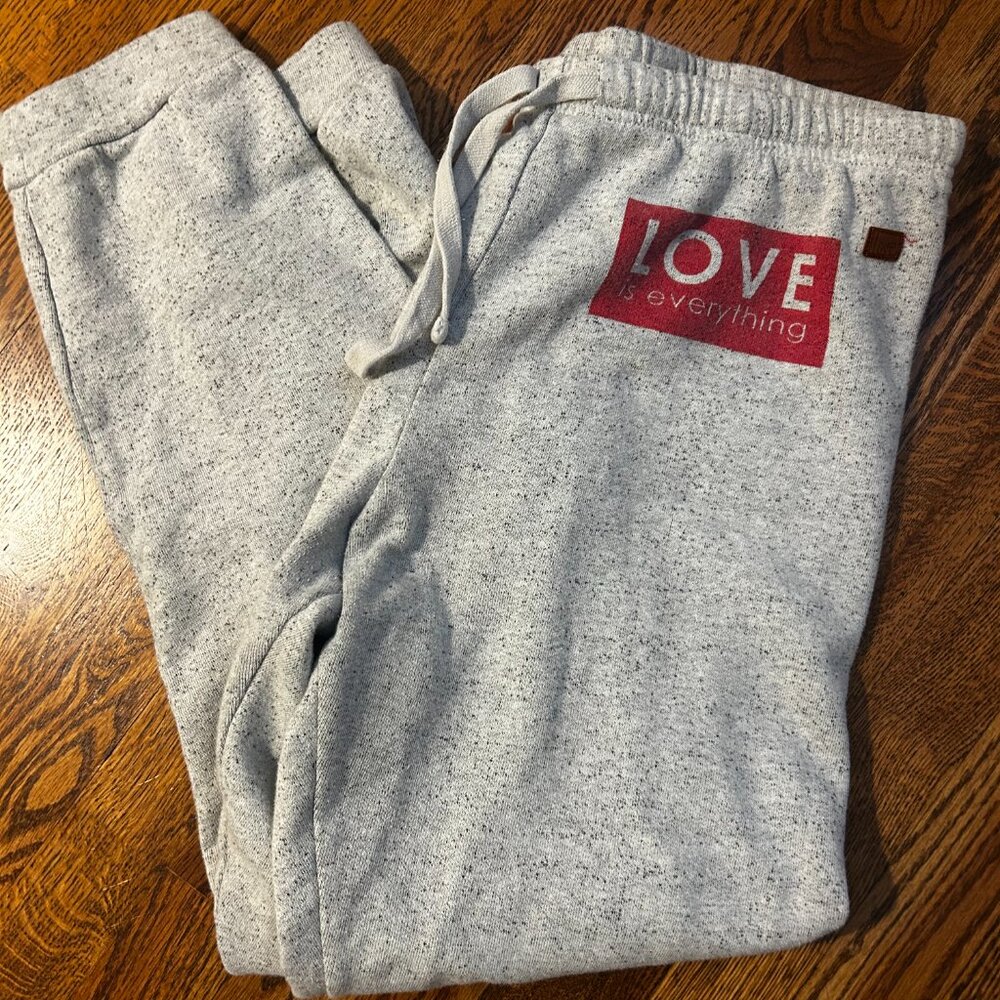 Peace Love World Gray Joggers Medium Love is Everything